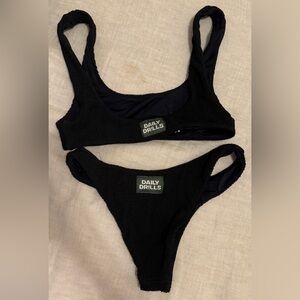 Daily Drills wavy bikini top and bottom, black, size S, sold out